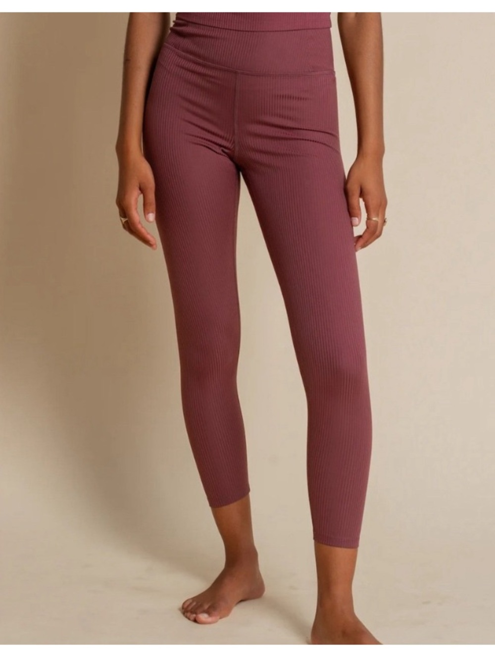 Girlfriend Collective High-Waisted Ribbed Leggings in Mauve